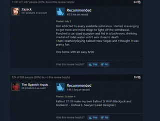 Illustration for article titled Fallout: New Vegas, As Told By Steam Reviews